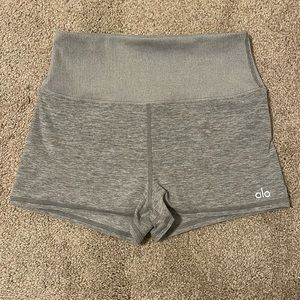 Alo Yoga Aura Small Grey Shorts.